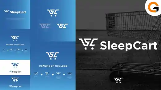SleepCart logo and brand identity presentation